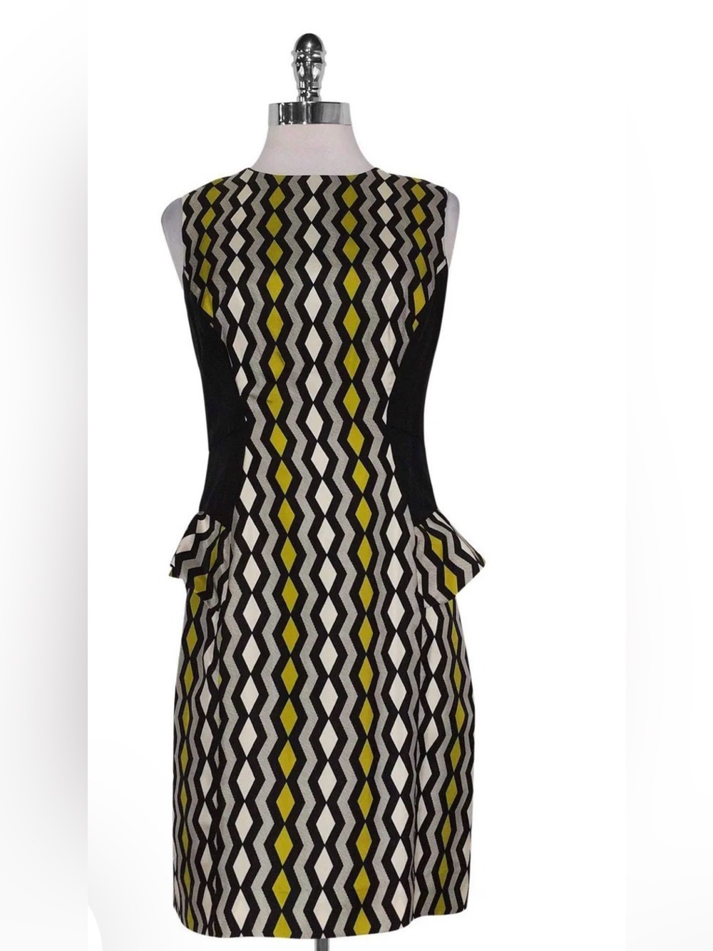 Milly of New York Black and Gold Sheath Midi Dress